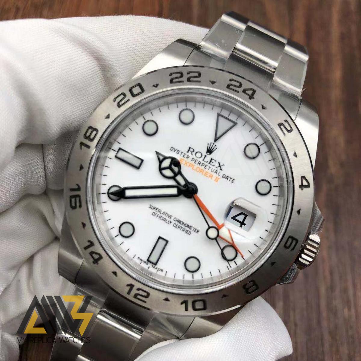 Explorer II 216570 GMT 42mm 904L Stainless Steel Case GMF 1:1 Best Edition White Dial On Stainless Steel Bracelet A3187 (Correct Hand Stack)